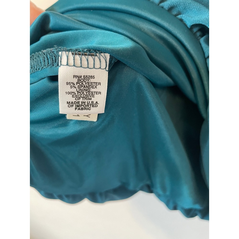 Express Teal Blue Sequin Bubble Hem Sleeveless Top Square Neck Pleated Medium - Picture 3 of 5